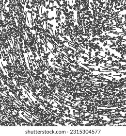 Particles set in motion by the action of a current. Magnetic field, flowing stream. Mottled, monochrome background with dots, specks or broken lines. Seamless pattern.