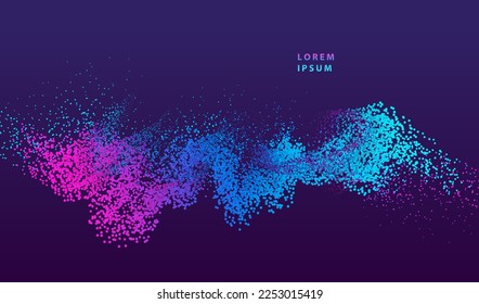 Particles splash dots glowing abstract background  Neon splashing powder paint shapes design  Modern light technology   science vector 