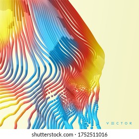 Corriente de partículas. Fondo abstracto con degradados de moda. 3d ilustración vectorial para publicidad, marketing o presentación.