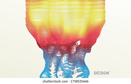 Partikel strömen. Abstrakter Hintergrund mit trendigen Farbverläufen. 3D-Vektorgrafik für Werbung, Marketing oder Präsentation.