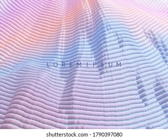 Fluxo de partículas. Fundo abstrato com gradientes na moda. Ilustração vetorial 3d para publicidade, marketing ou apresentação.