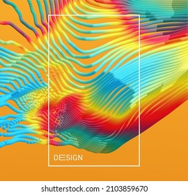 Partikel strömen. Abstrakter Hintergrund mit trendigen Farbverläufen. 3D-Vektorgrafik für Werbung, Marketing oder Präsentation.