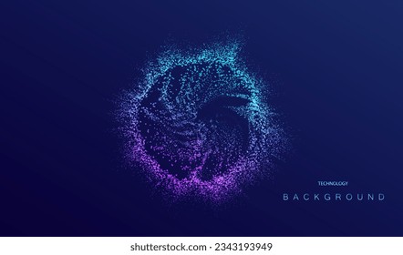 Particles technology dots vector design. Splash futuristic digital concept.