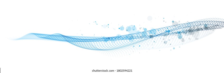 Particles wave big data flow vector abstract beautiful background, technology and science abstraction, 3D airy light mixed colors dots array flying in wavy motion.