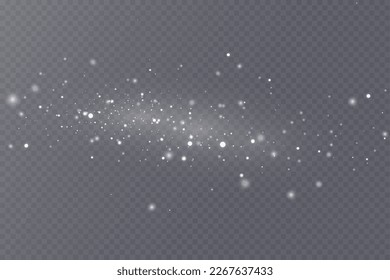 Partículas de polvo mágico blanco. Partículas brillantes de luz. Partículas brillantes de Navidad. Efecto ligero sobre un fondo transparente.