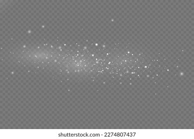 Partikel aus weißem Zauberstaub. Leuchtende Lichtpartikel.Weihnachten glänzen Teilchen. Lichteffekt auf transparentem Hintergrund