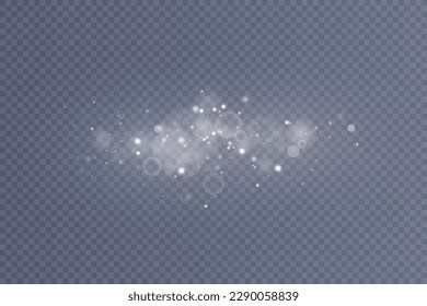 Partículas de polvo mágico blanco. Partículas brillantes de luz. Partículas brillantes de Navidad. Efecto ligero sobre un fondo transparente