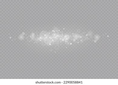 Partikel aus weißem Zauberstaub. Leuchtende Lichtpartikel.Weihnachten glänzen Teilchen. Lichteffekt auf transparentem Hintergrund