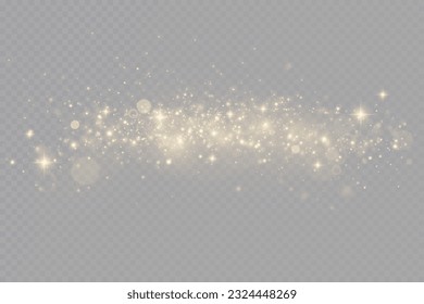 Particles of white magic dust. Shining light particles.Christmas glitter particles. Light effect on a transparent background