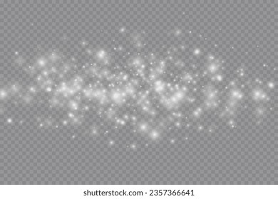 Partículas de polvo mágico blanco. Partículas brillantes de luz. Partículas brillantes de Navidad. Efecto ligero sobre un fondo transparente