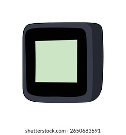 particulate air quality monitor cartoon. humidity temperature, calibration accuracy, detection measurement particulate air quality monitor sign. isolated symbol vector illustration
