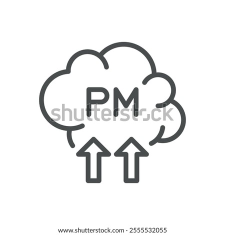 Particulate Matter (PM) Emissions Icon. Thin Line Illustration of Air Pollution from Fine Particles. Environmental Contamination Symbol. Isolated Outline Vector Sign