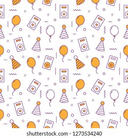 Parties Seamless Pattern. Graphic Design Template for Web Pages, Presentations, Slides, Posters, Video Intros.