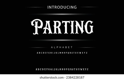 Parting Vintage decorative font  with label design and background pattern