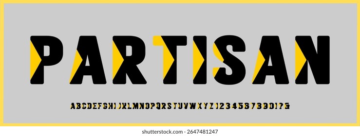PARTISAN. modern tech digital bold font. Uppercase and number font urban style fonts for technology, digital, movie, logo design, magazine, film