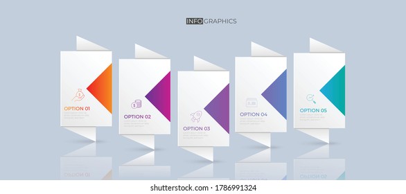 Partition color gradient chart origami paper color info-graphic template for diagram presentation chart and business concept with  element options