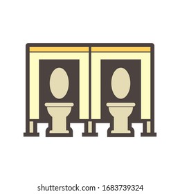 Partition divider wall in toilet vector icon design on white.