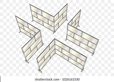 Partition panel four set from top perspective view vector editable