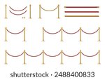 Partition rope or alignment pole illustration_red_gold_material set