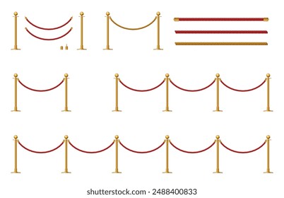 Partition rope or alignment pole illustration_red_gold_material set