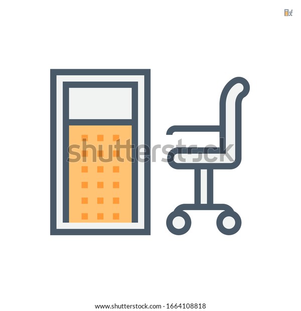 Partition wall or\
divide space and chair vector icon design on white, 48x48 pixel\
perfect and editable\
stroke.