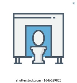 Partition wall or divide space equipment in toilet vector icon design on white, 48x48 pixel perfect and editable stroke.