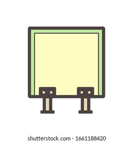 Diseño de icono vectorial de pared de partición o de equipo espacial de división en blanco.