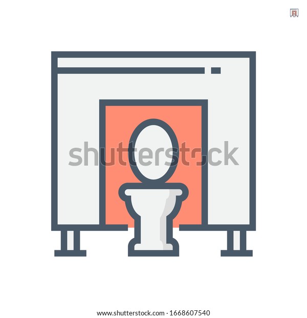 Partition\
wall or divide space equipment in toilet vector icon design on\
white, 48x48 pixel perfect and editable\
stroke.