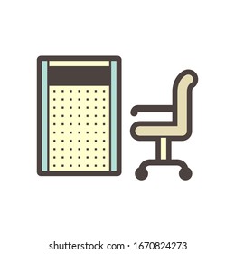 Partition wall divider and chair vector icon design on white.