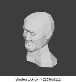 Partitioning of a man's head on a plane of shading for artists. 
Front Left view of face blockout . Vector illustration.