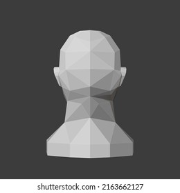 Partitioning of a man's head on a plane of shading for artists. 
Back view of face blockout . Vector illustration.