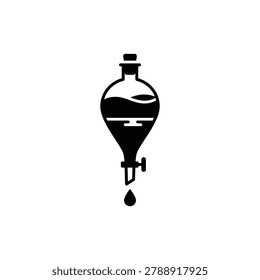 Partitioning separation chemical process icon, vector illustration. Black filled partitioning separation chemical process icon isolated on a white background, illustrating material separation techniques and industrial processing workflows.