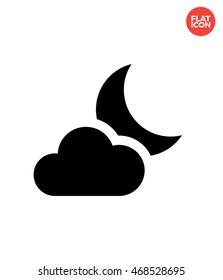 Partly cloud night Icon Flat Style Isolated Vector Illustration
