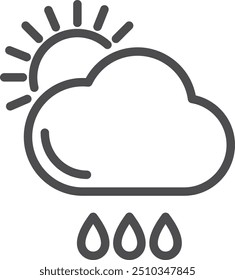 Icono de línea negra de pronóstico de Clima parcialmente nublado