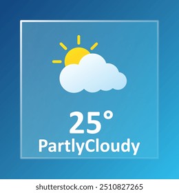 Parcialmente nublado pronóstico de Clima de 25 °C. Ventoso, nublado, sol, velocidad del viento, aire, precipitación, temperatura, presión atmosférica, condiciones, índice UV, sinóptico. Morfismo vítreo