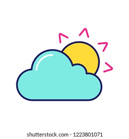 Partly cloudy color icon. Cloudy weather. Sun with clouds. Weather forecast. Isolated vector illustration
