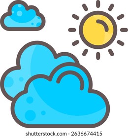 Partly Cloudy Day Filled Style Icon Design