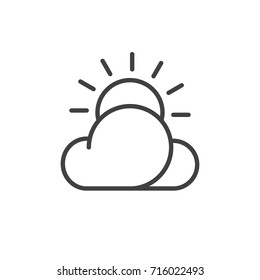 Partly cloudy day line icon, outline vector sign, linear style pictogram isolated on white. Symbol, logo illustration. Editable stroke