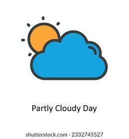 Partly Cloudy Day Vector Fill outline Icon Design illustration. Nature and ecology Symbol on White background EPS 10 File