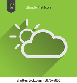 Partly Cloudy Flat Icon. Simple Sign Of Weather. Vector Illustrated Symbol