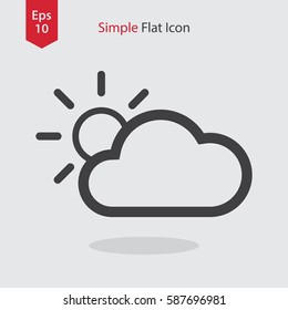 Partly Cloudy Flat Icon. Simple Sign Of Weather. Vector Illustrated Symbol