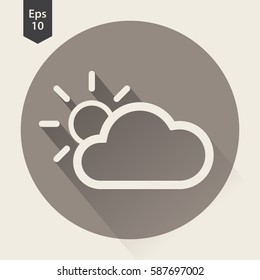 Partly Cloudy Flat Icon. Simple Sign Of Weather. Vector Illustrated Symbol