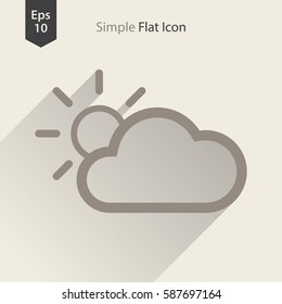 Partly Cloudy Flat Icon. Simple Sign Of Weather. Vector Illustrated Symbol