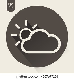 Partly Cloudy Flat Icon. Simple Sign Of Weather. Vector Illustrated Symbol