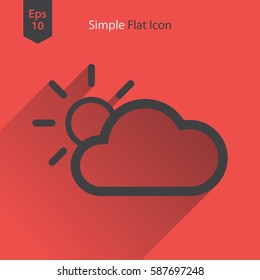 Partly Cloudy Flat Icon. Simple Sign Of Weather. Vector Illustrated Symbol