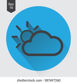 Partly Cloudy Flat Icon. Simple Sign Of Weather. Vector Illustrated Symbol