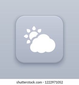 Partly Cloudy, gray vector button with white icon on gray background