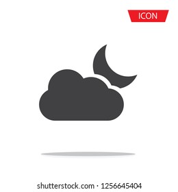 Partly cloudy icon. moon icon. Weather forecast icon. Vector illustration