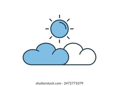 Partly cloudy icon. icon related to weather. suitable for web site, app, user interfaces, printable etc. flat line icon style. simple vector design editable