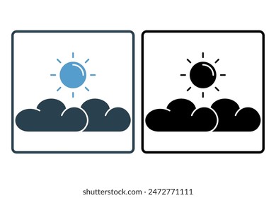 Partly cloudy icon. icon related to weather. suitable for web site, app, user interfaces, printable etc. solid icon style. simple vector design editable